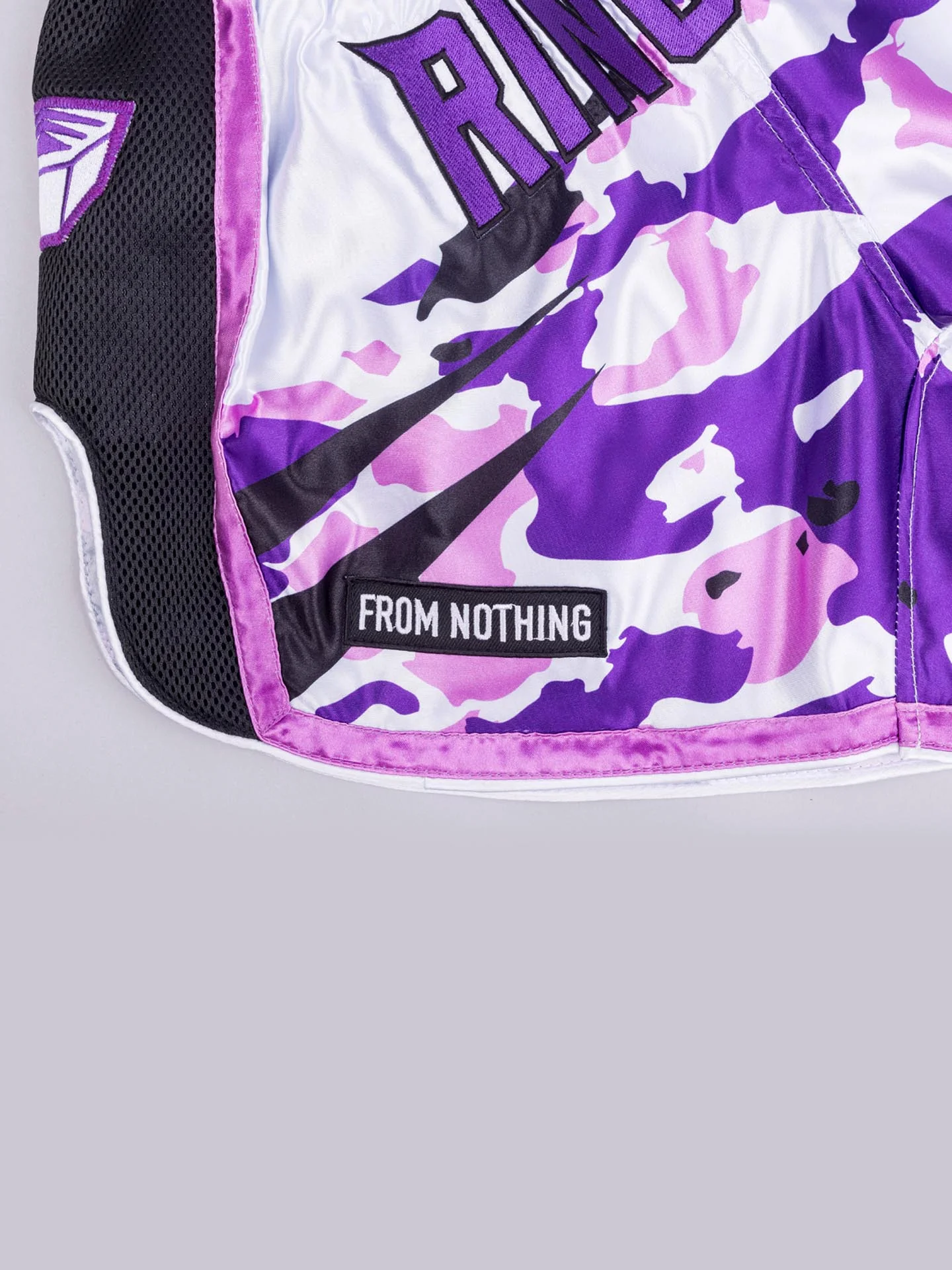 RINGLIFE Muay Thai Shorts, Unit, weiß-lila-camo - Image 5